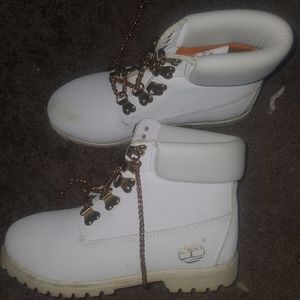 White chained timberland boots